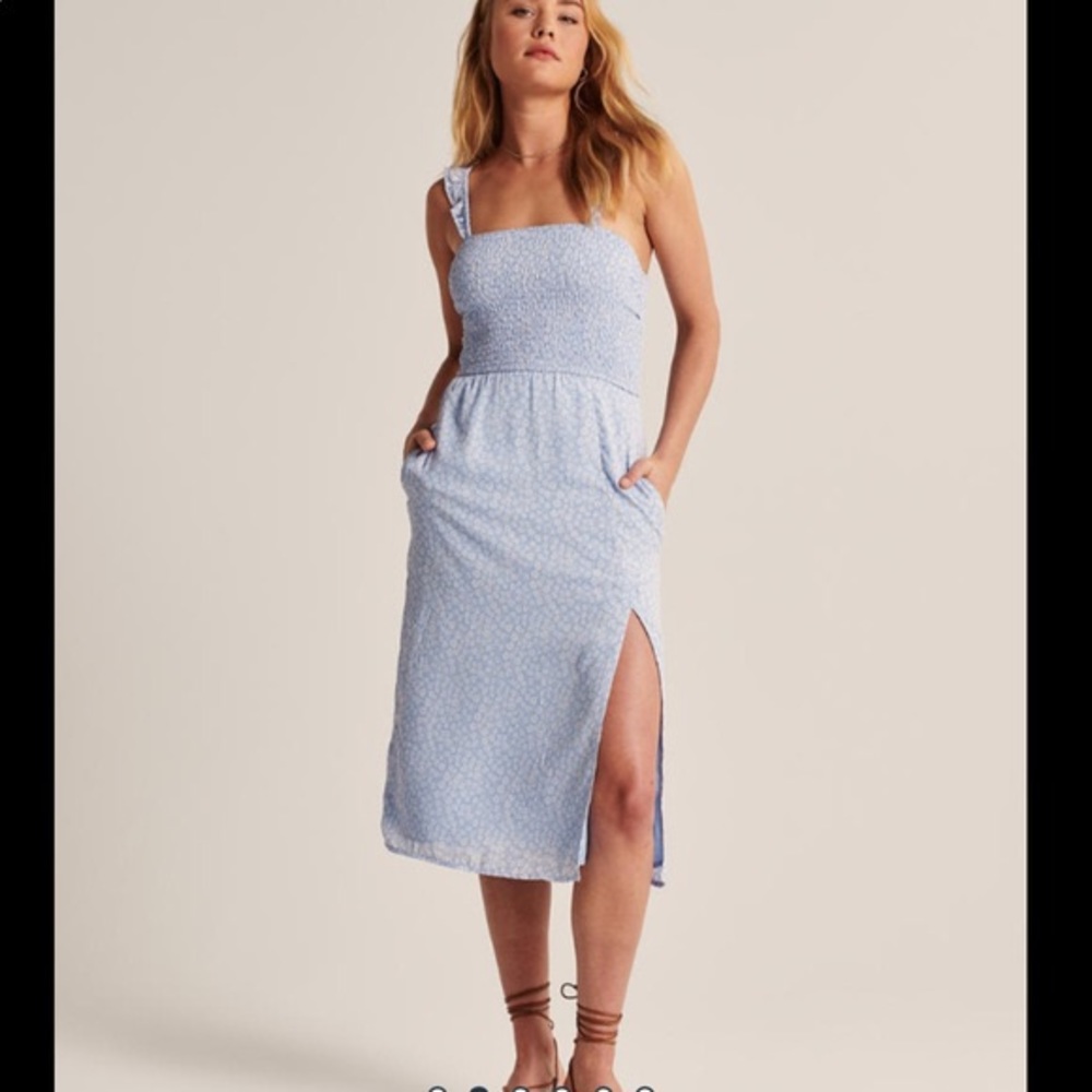 Abercrombie smocked midi dress - light blue floral